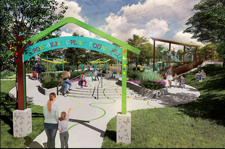 Castle Rock, CO: People gathered at the Butterfield Park Playground. Marne Hansen, info@crptfoundation.org