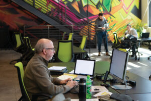 Dave Haberman works in the co-working space at Irontek in Beloit, part of the Greater Madison Region.