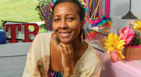 Cecily Witcher, artist and owner of Traveling Butterflies, at work in her studio at Greer Center for the Arts.