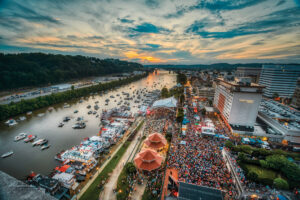 Aerial shot of the Advantage Valley region of West Virginia.