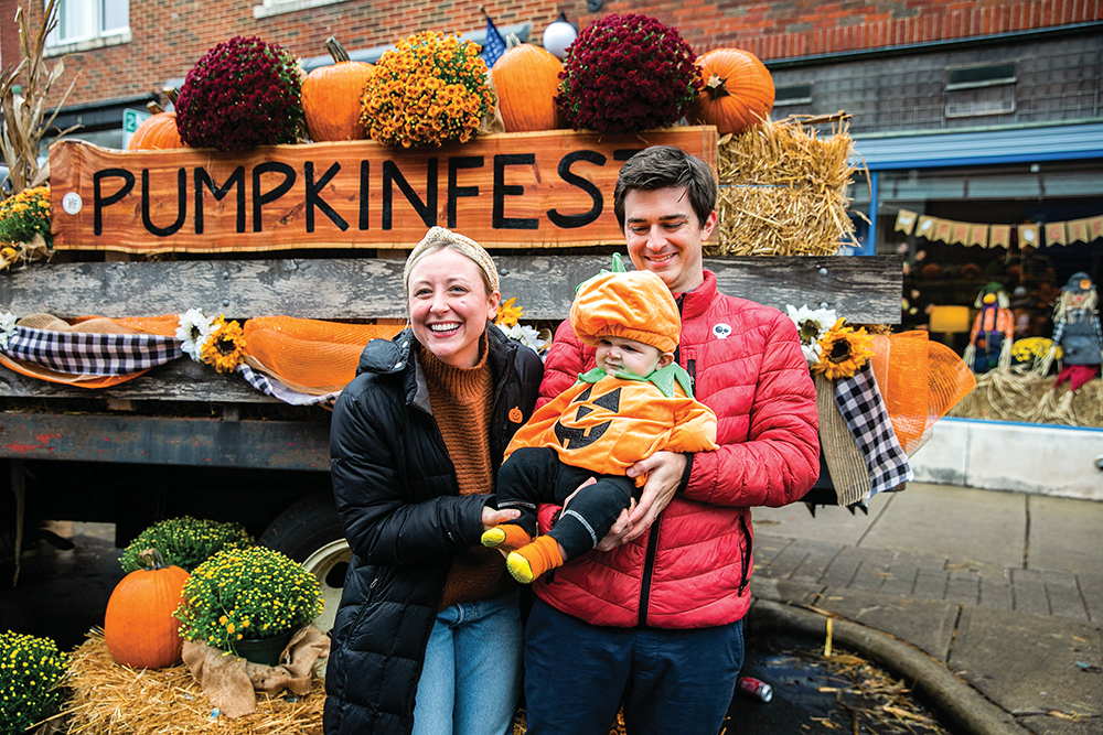 Photo of a family at PumpkinFest, which is hosted by the Heritage Foundation of Williamson County and is located right outside of Nashville, Tennessee.