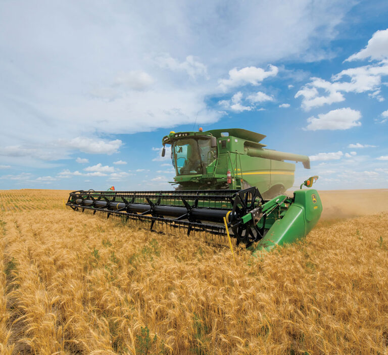 Wheat harvest photo for feature about farming in Kearney, NE.