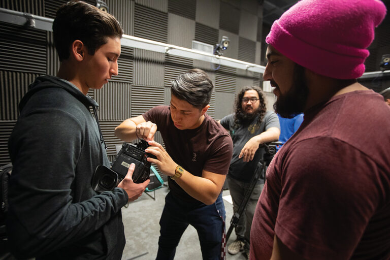 Students in the Cinematography 1 class, learn how to build cameras during at the Creative Media Institute For Film and Digital Arts at New Mexico State University in Las Cruces, New Mexico.