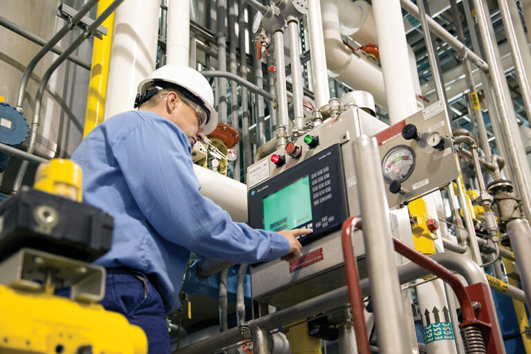 A manufacturing employee at AbbVie works in a Worcester, MA, plant.