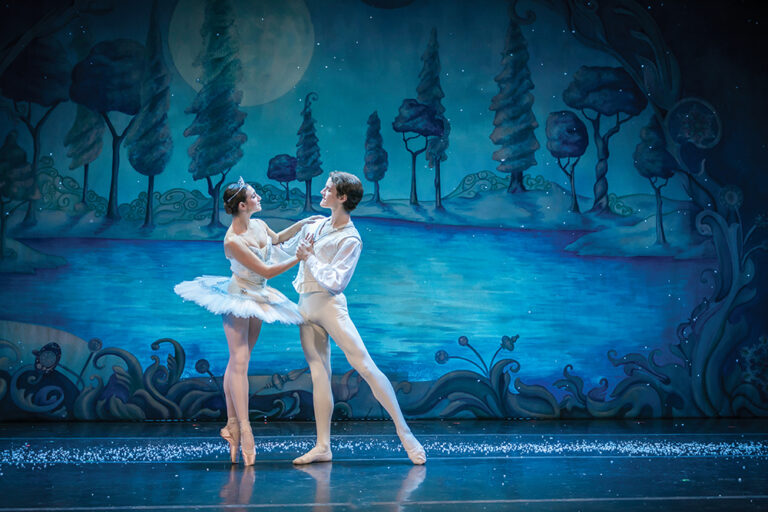 Dancers on stage at a production of The Nutcracker in Worcester, MA.