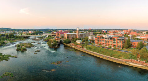 An aerial view of downtown Columbus, GA.