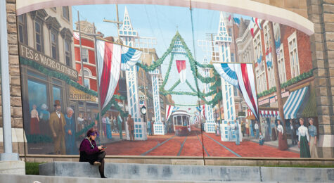 Levee mural art in downtown Covington, Kentucky. Covington is located in the Northern Kentucky region.