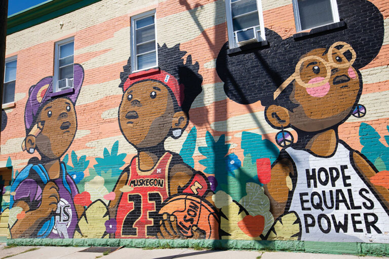 Magnificent murals like this one can be found around the Muskegon Lakeshore.