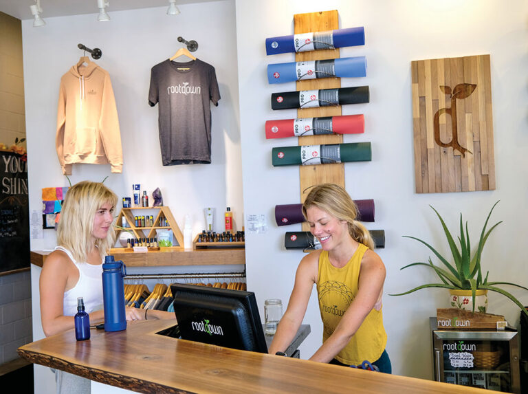 Rootdown in Muskegon’s first heated vinyasa yoga studio with a fresh juice bar.