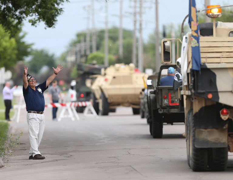 Man celebrating during military parade
