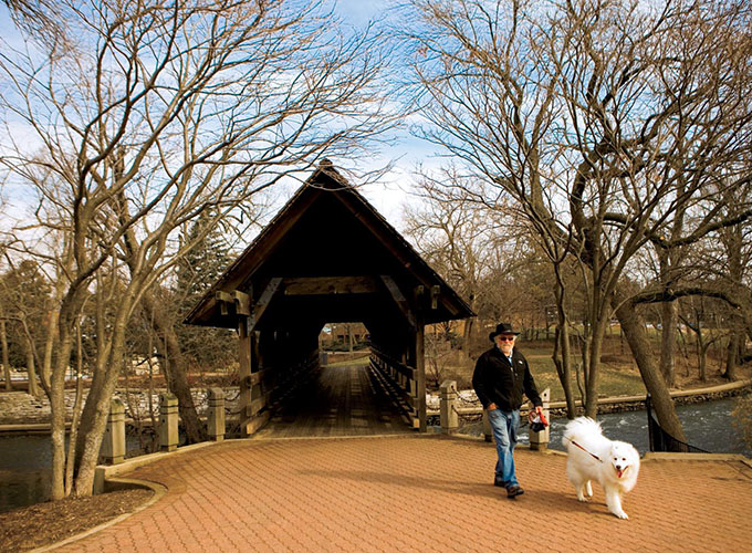 The Naperville Riverwalk in Naperville, IL, is a popular spot for jogging and walking.