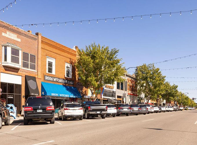 The old business district on Main Street in Norman, OK. Norman combines the charm of a small town with the amenities of much larger cities. And, the National Weather Service is headquartered here.
