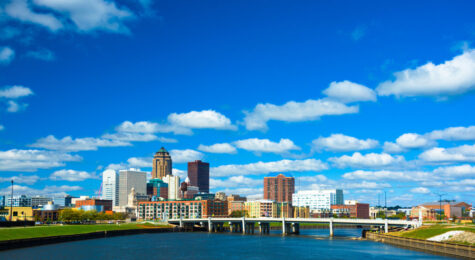 Downtown Des Moines skyline and Martin Luther King Jr. Parkway bridge