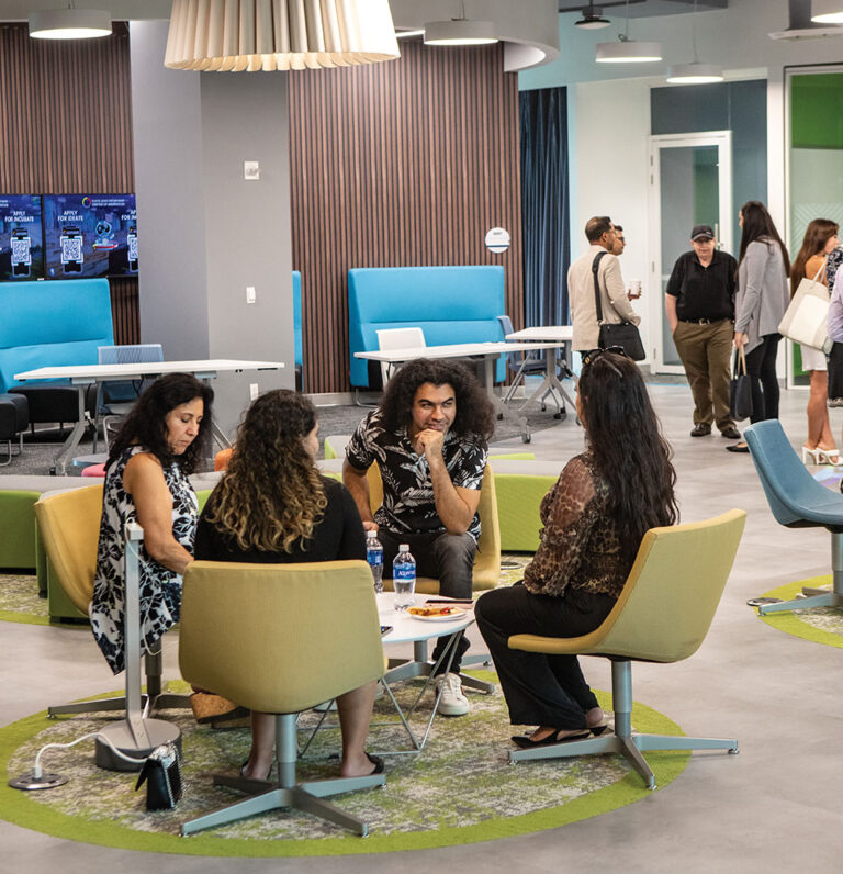 Visitors gather during Pitch Night at the Alan B. Levan | NSU Broward Center of Innovation in Fort Lauderdale, FL.