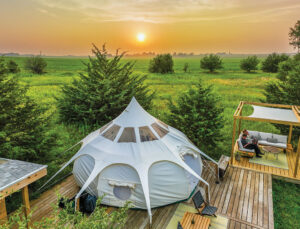 Sunset at Three Pines Farm in Cedar Valley, Iowa