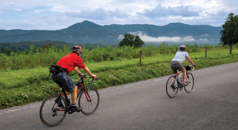 Biking with beautiful mountains in the backdrop in Blount County, TN