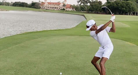 Shyam Dorn plays golf at Hickory Swing Golf Course in Great Falls, MT.