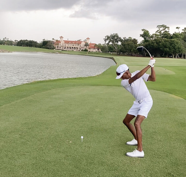 Shyam Dorn plays golf at Hickory Swing Golf Course in Great Falls, MT.