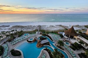 Sunrise view from the balcony of Holiday Inn Resort on Pensacola Beach.
