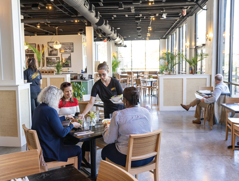 SAGOS on the River, a waterfront restaurant that opened in 2023, is located inside the former Waterworks Building in Elizabeth City, NC.